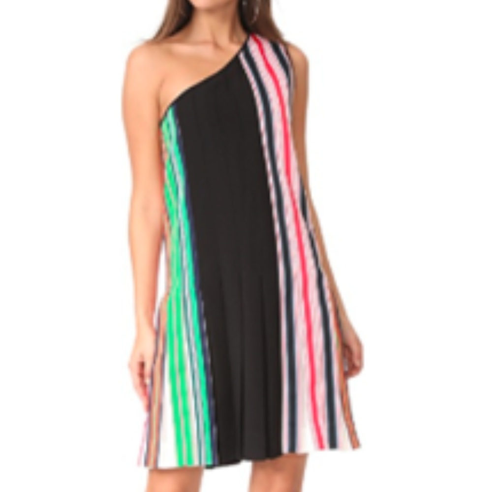 DvF One-Shoulder Striped Ribbon Dress